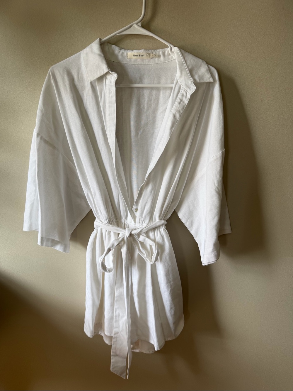 Women's White Tie-Waist Romper
